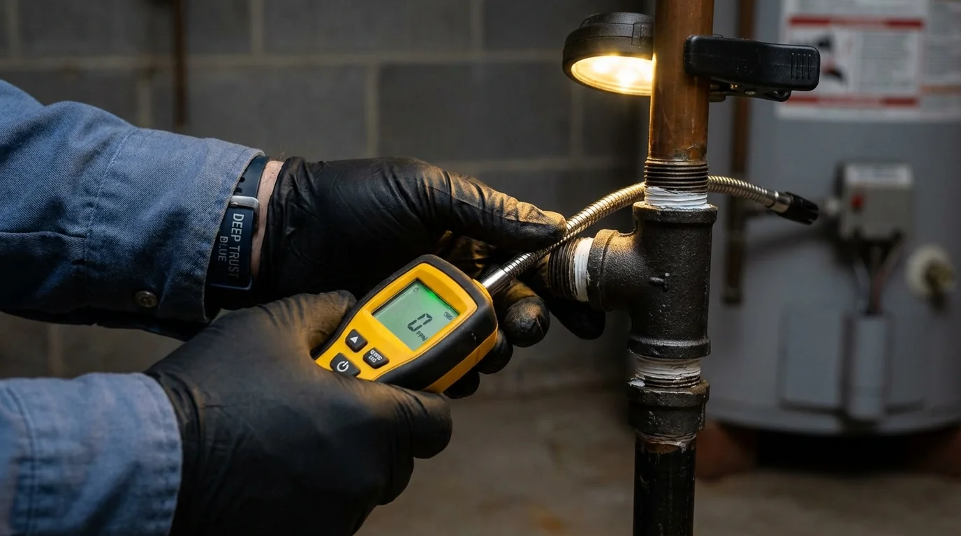 Gas leak detection with electronic sniffer by Johns Plumbing LLC in Utuado